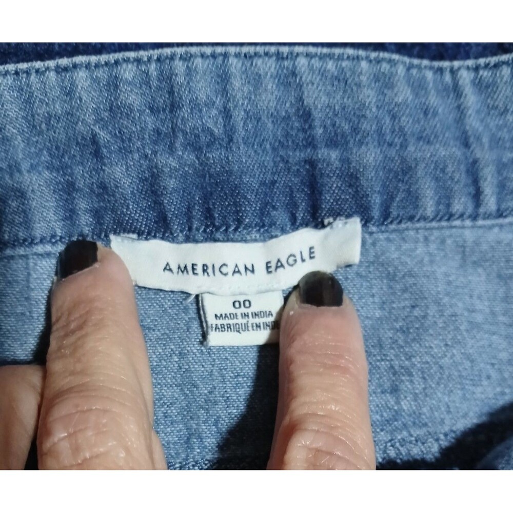 American Eagle Wide Leg Blue Jeans Button fly Size 00 - Picture 6 of 13